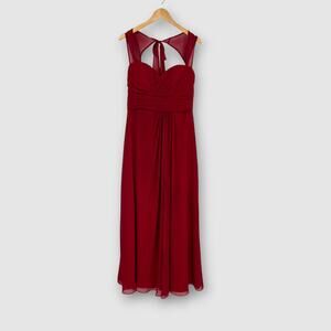 Bill Levkoff Burgundy Chiffon Formal Sweetheart Maxi Dress Size 14
